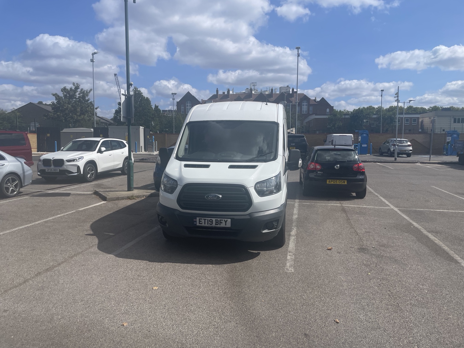 Front view of Van Crew Moves Transit